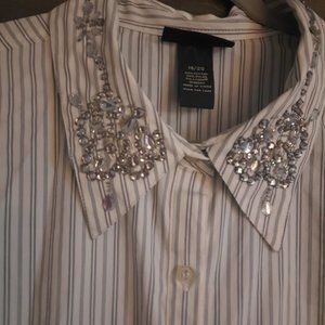 VTG LANE BRYANT BLING BUTTON DOWN STRETCH SHIRT 18/20 2X